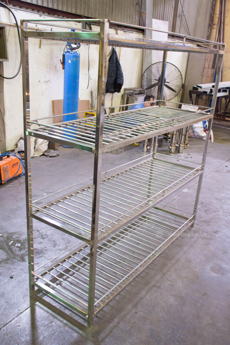 Gia công giá kệ inox 4 tầng